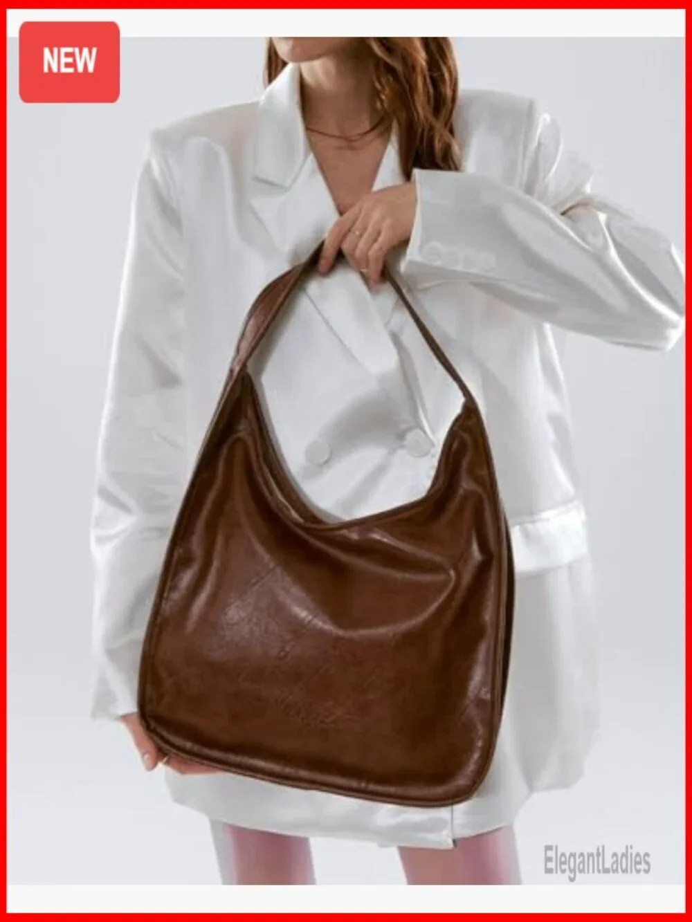 PU Leather Hobo Tote with Multiple Pockets for Work and Travel